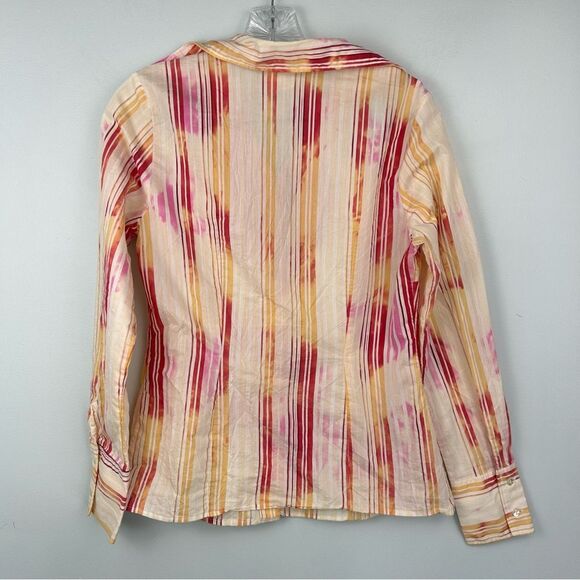 Naracamicie Striped Pink and Yellow Tie-Dye Wrinkle Button-Up Shirt Sz III or 6 - Picture 13 of 13